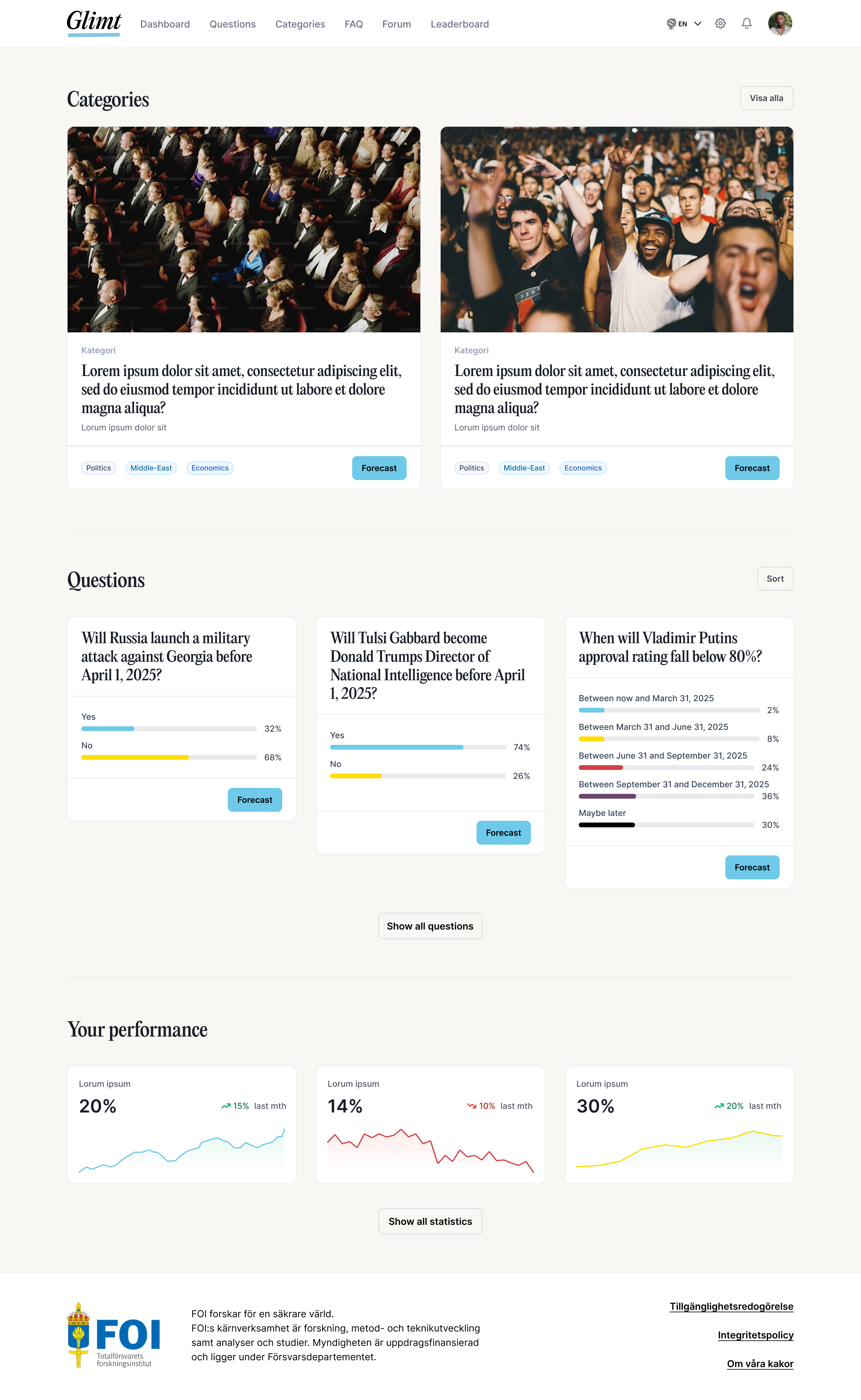Glimt dashboard