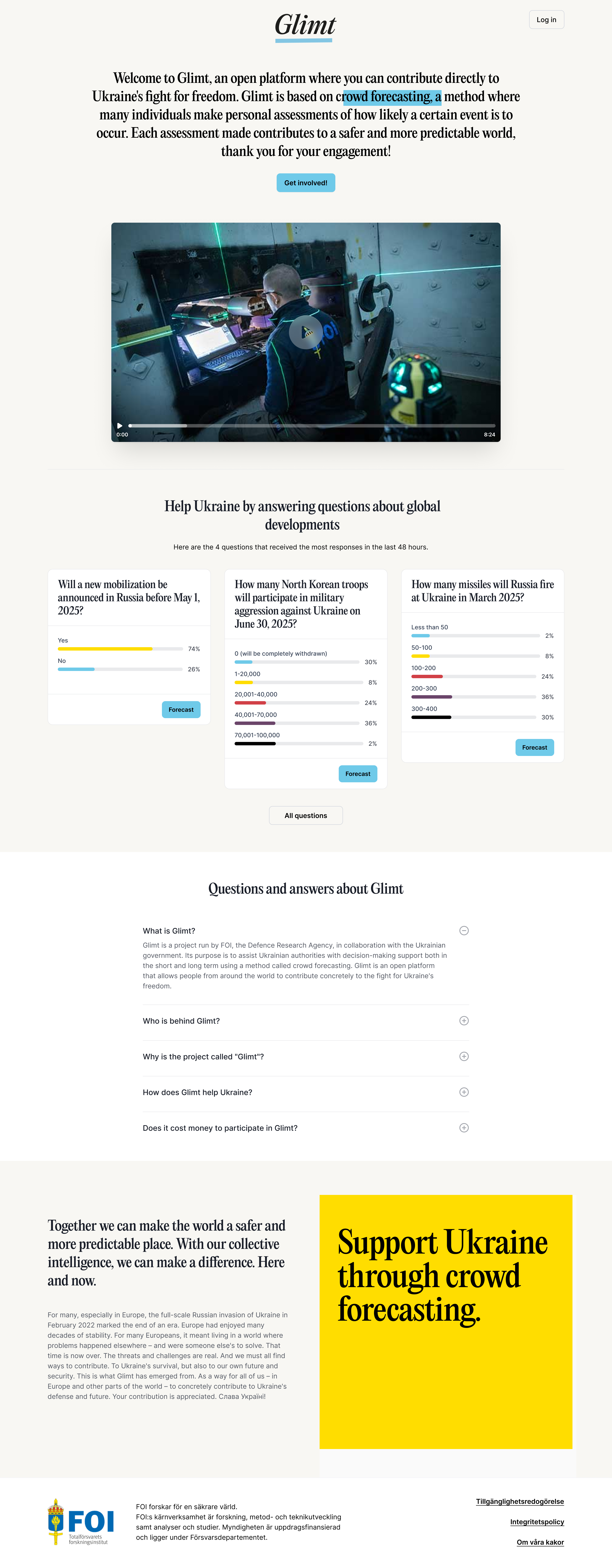 Glimt landing page